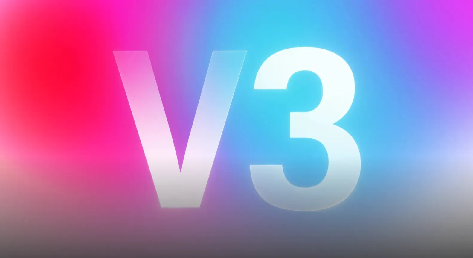 カラフルなグラデーションの背景に大きく「V3」と書かれた画像