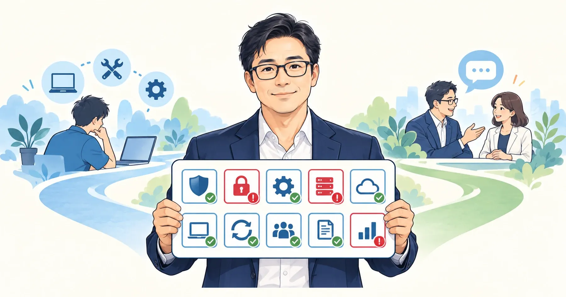 Illustration of Jeensuk Yang of ATATAKAI Digital explaining a 10-question checklist for deciding whether to upgrade PHP yourself or hand it off
