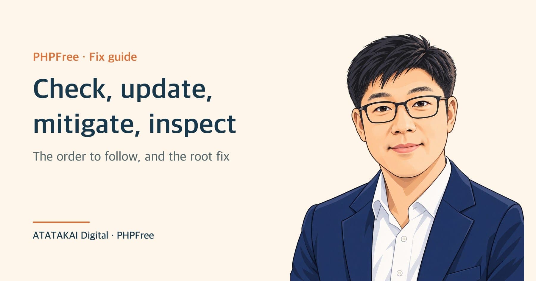 Illustration of Jeensuk Yang of ATATAKAI Digital explaining the order of steps for fixing a PHP vulnerability