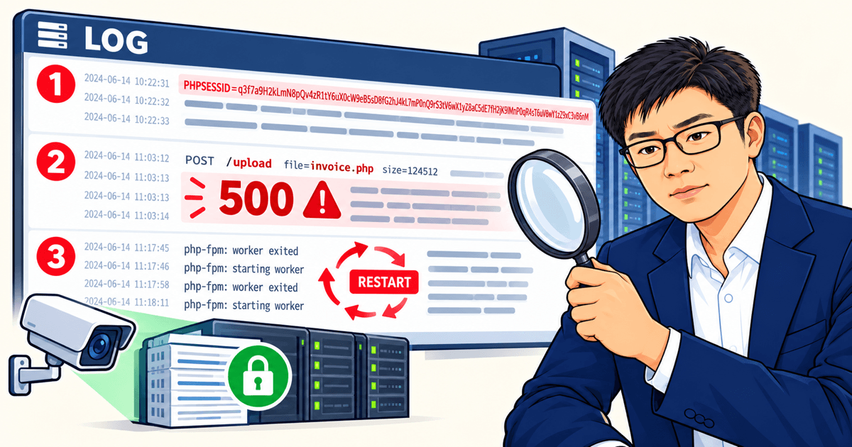 공격의 흔적을 확인하는 순서를 설명하는 따뜻한기술 양진석 대표 일러스트