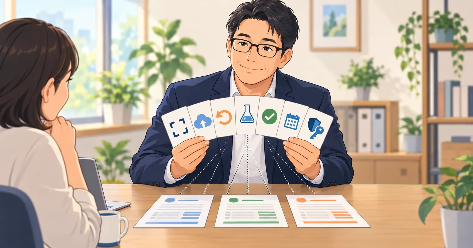 Illustration of Jeensuk Yang of ATATAKAI Digital explaining seven questions to ask before hiring a vendor for website security work