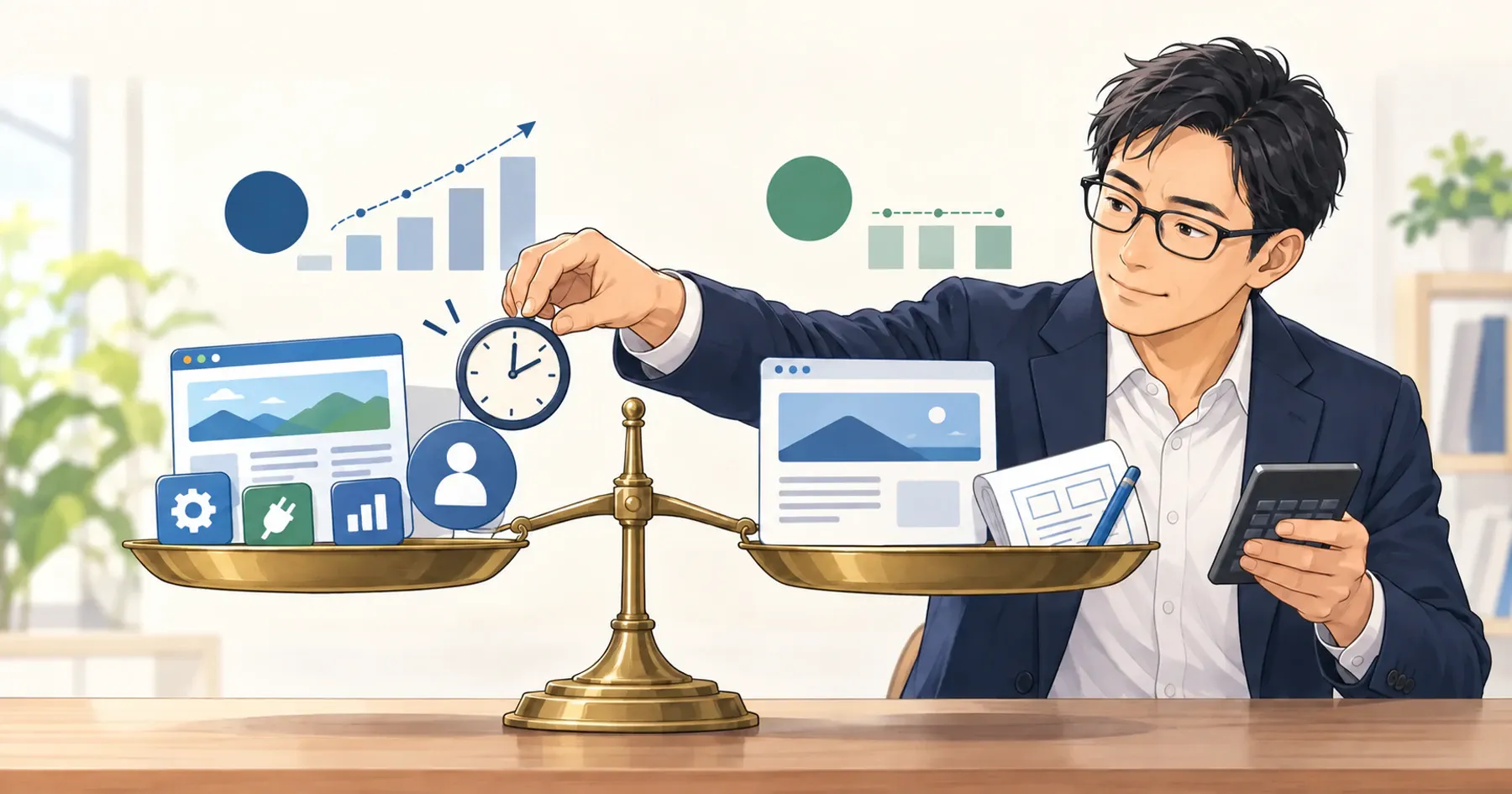 Illustration of Jeensuk Yang comparing the five-year cost of WordPress and a static site