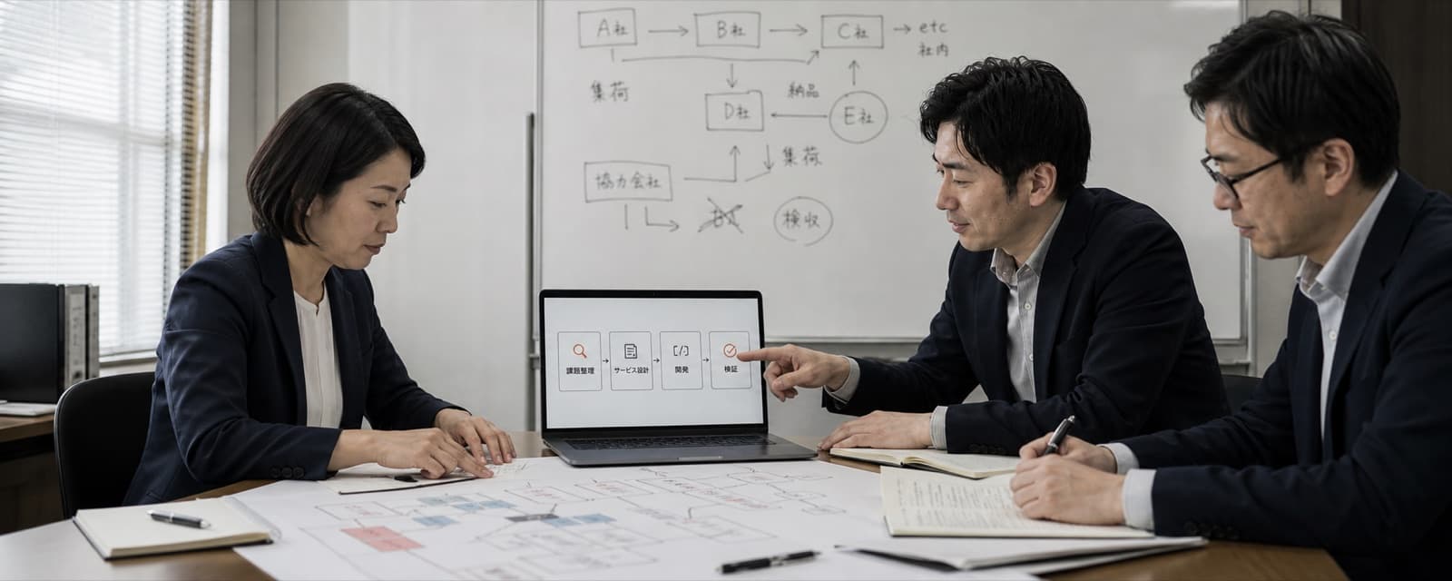 The team talking through a screen together