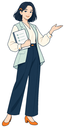 Hikari, gesturing with an open hand to guide the reader