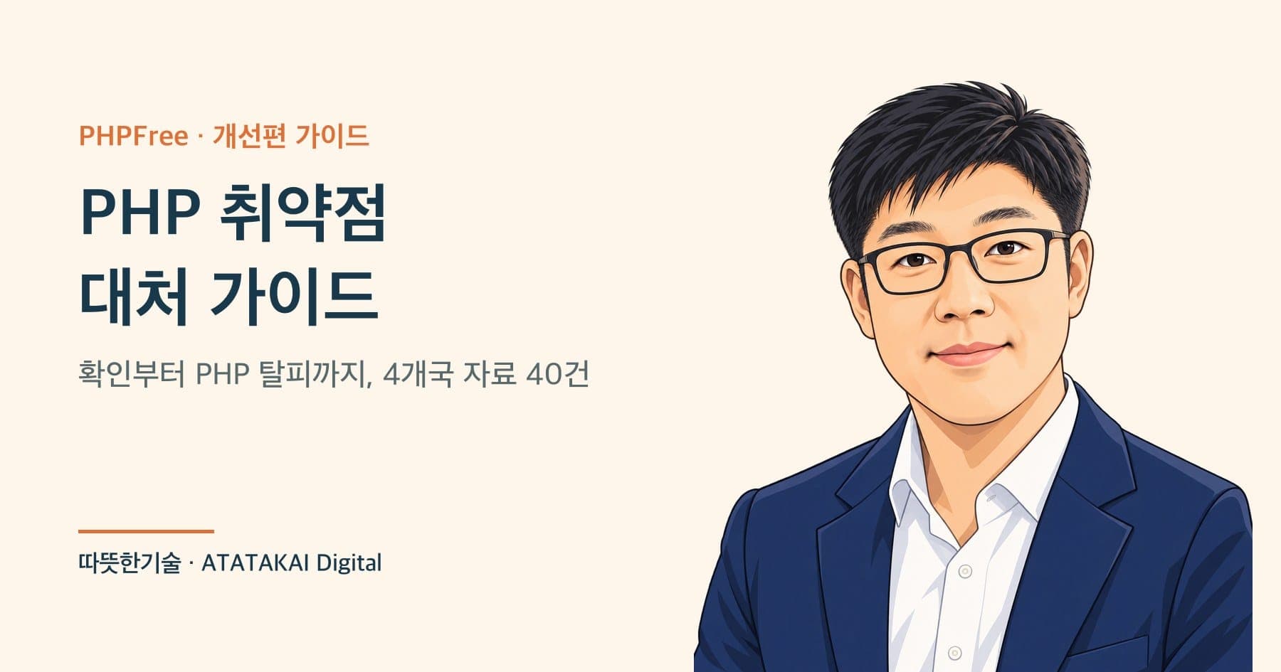 PHP 취약점 대처 순서를 설명하는 따뜻한기술 양진석 대표 일러스트